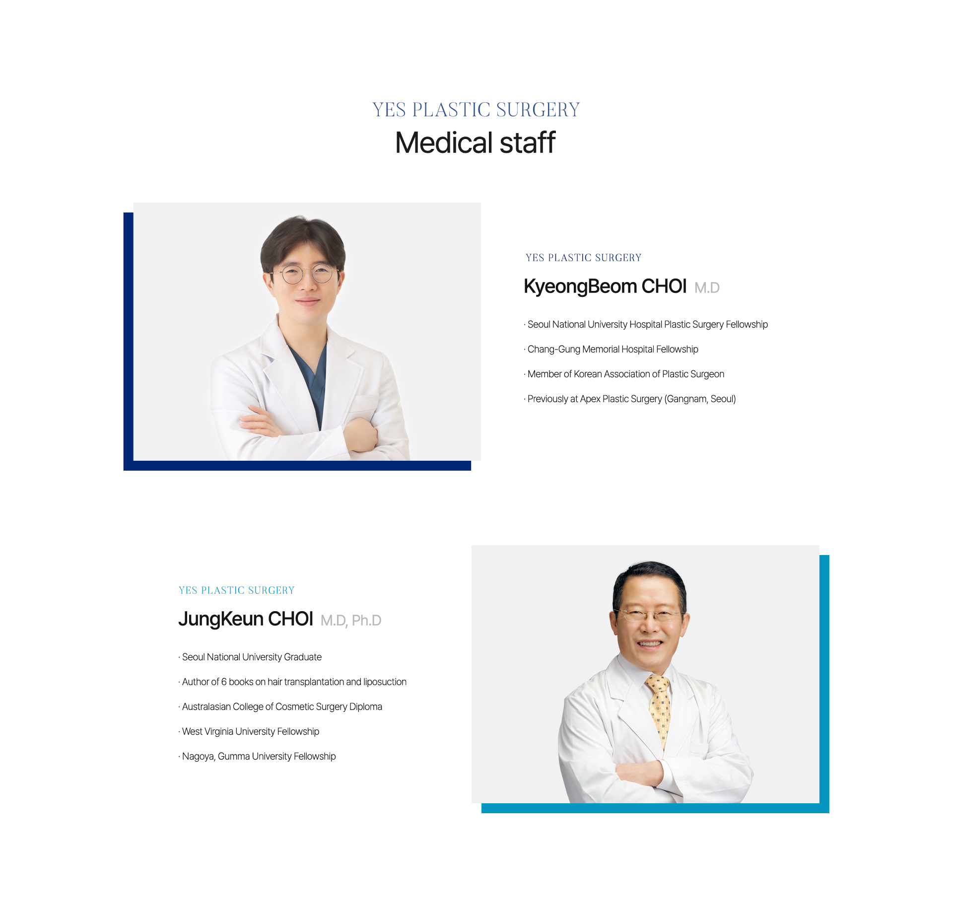 Bucheon Yes Plastic Surgery Medical staff, KyeongBeom CHOI, JungKeun CHOI